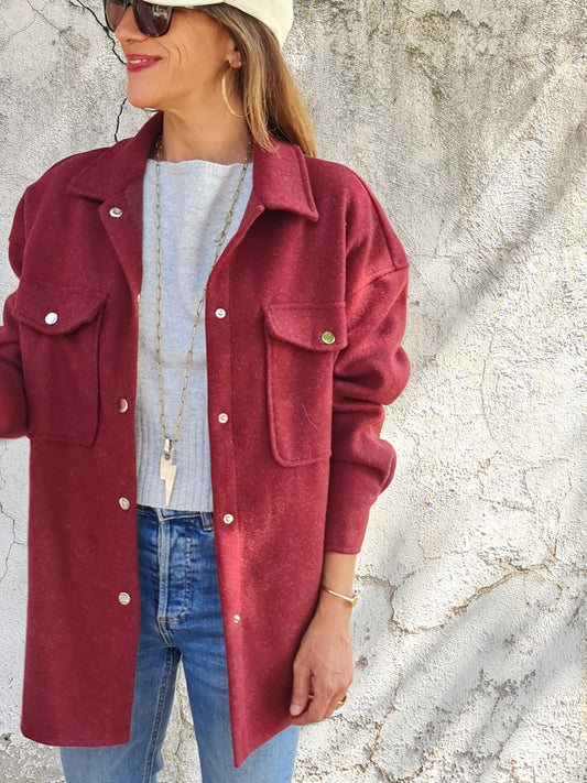 CHAQUETA PAÑO AURORA BURDEO.