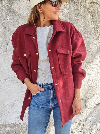 CHAQUETA PAÑO AURORA BURDEO.