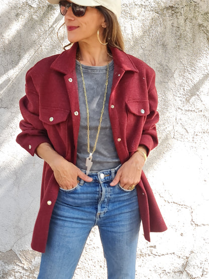 CHAQUETA PAÑO AURORA BURDEO.