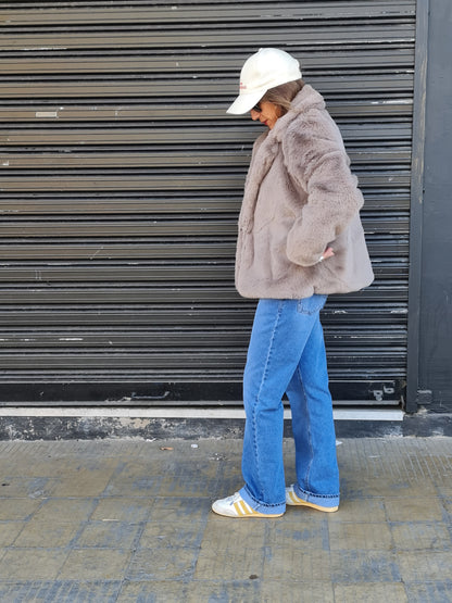CHAQUETA PIEL GRIS.