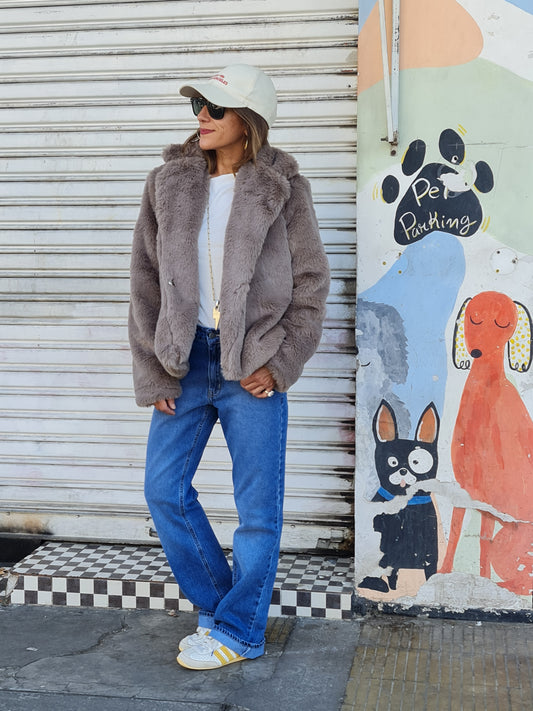 CHAQUETA PIEL GRIS.