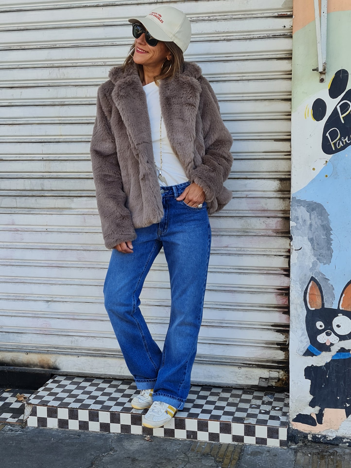 CHAQUETA PIEL GRIS.