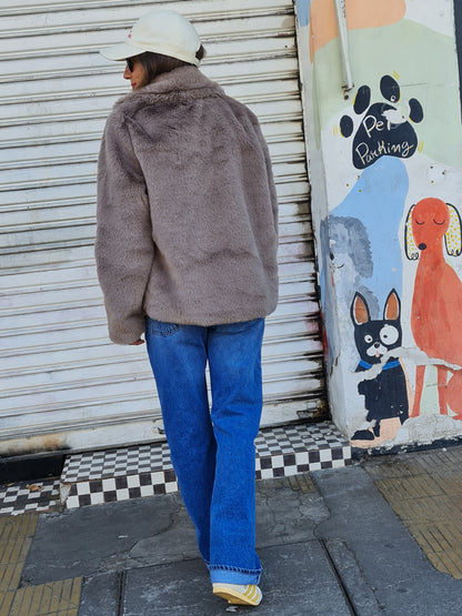 CHAQUETA PIEL GRIS.