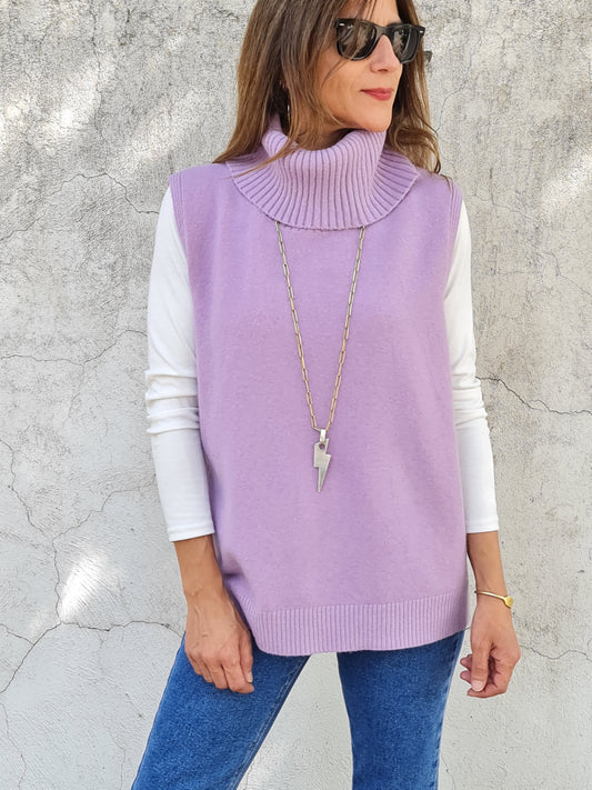 SWEATER CUELLO TORTUGA LILA.