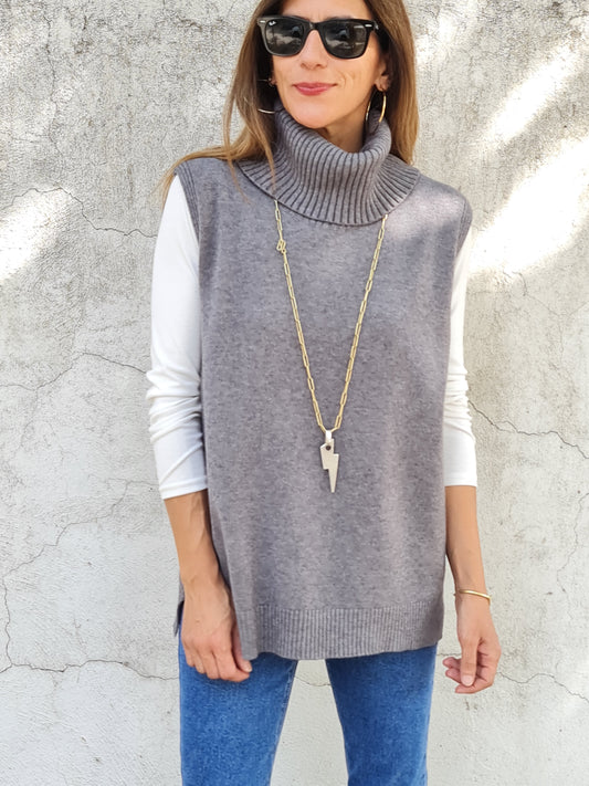 SWEATER CUELLO TORTUGA GRIS.