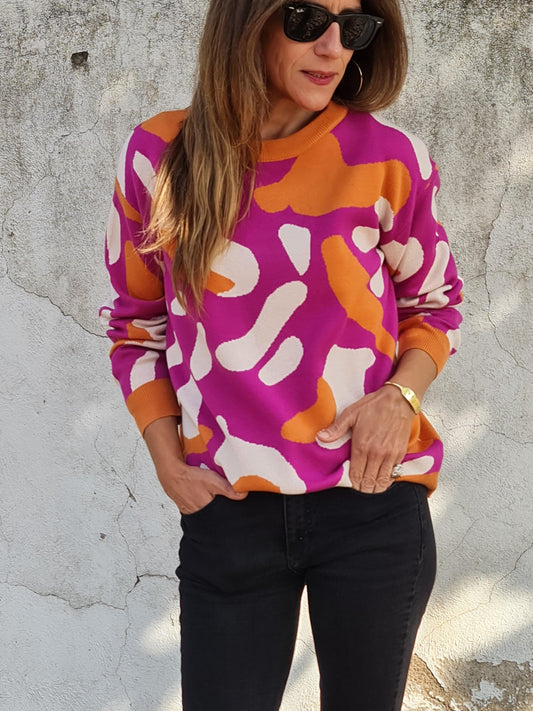 SWEATER ALICIA FUCSIA/NARANJO. - Quemepongo