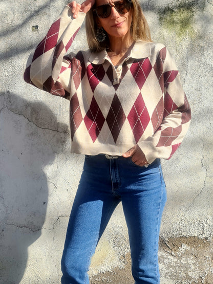 SWEATER ROMBO BEIGE. - Quemepongo