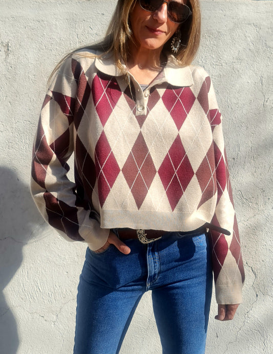 SWEATER ROMBO BEIGE. - Quemepongo