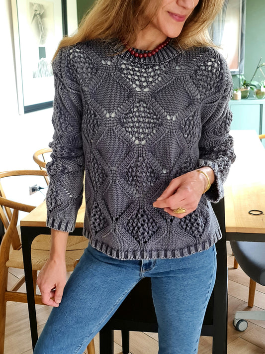 SWEATER CONSTANZA AZUL DESGASTADO.
