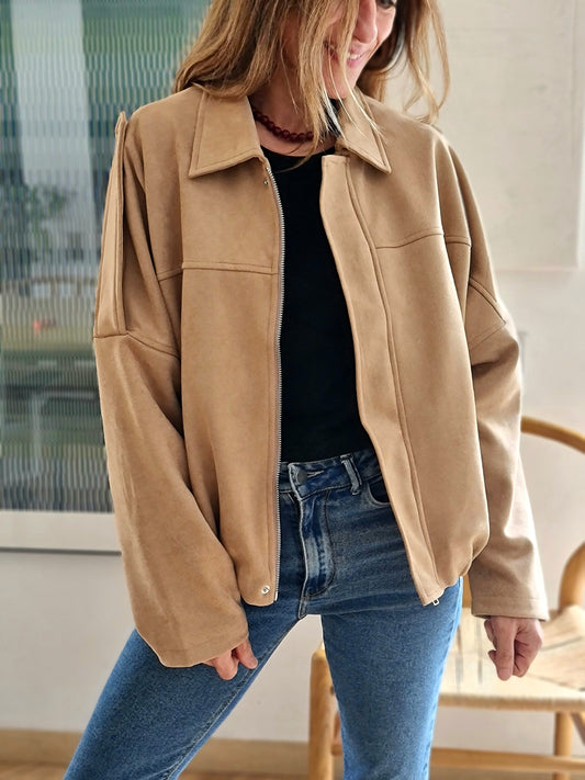 CHAQUETA RAMONA GAMUZA CAMEL SUAVE.