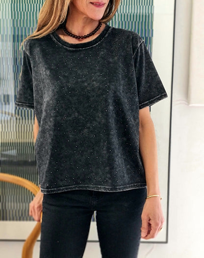 POLERA TACHITAS GRIS OSCURO.