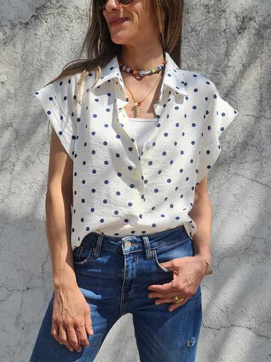 Blusa Lunares Azul