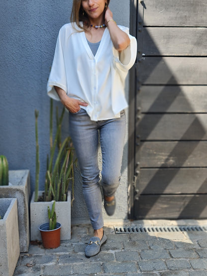 BLUSA / TAPADO  ROSARIO BLANCO 10% DE DCTO.