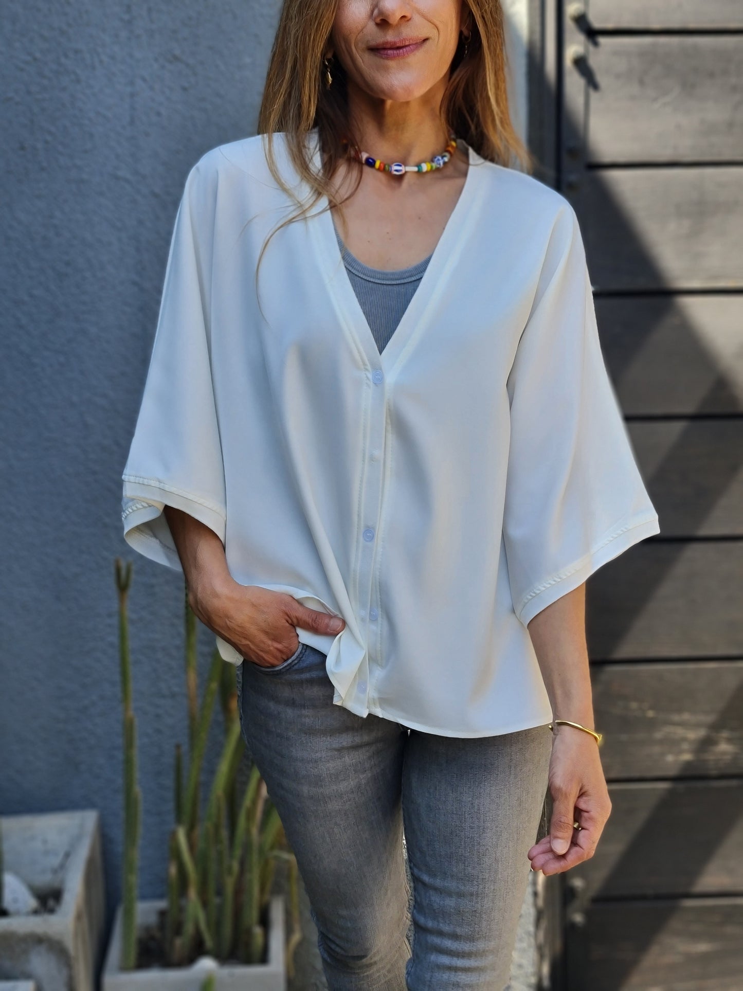 BLUSA / TAPADO  ROSARIO BLANCO 10% DE DCTO.