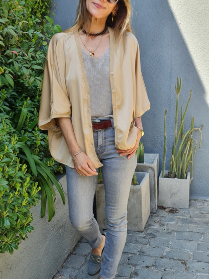 BLUSA / TAPADO  ROSARIO BEIGE/DORADO 10% DE DCTO.