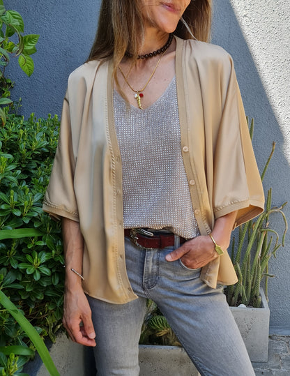 BLUSA / TAPADO  ROSARIO BEIGE/DORADO 10% DE DCTO.