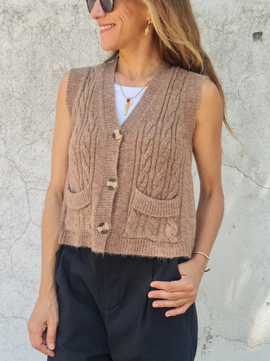 CHALECO SOFIA CAMEL- 25% DCTO.