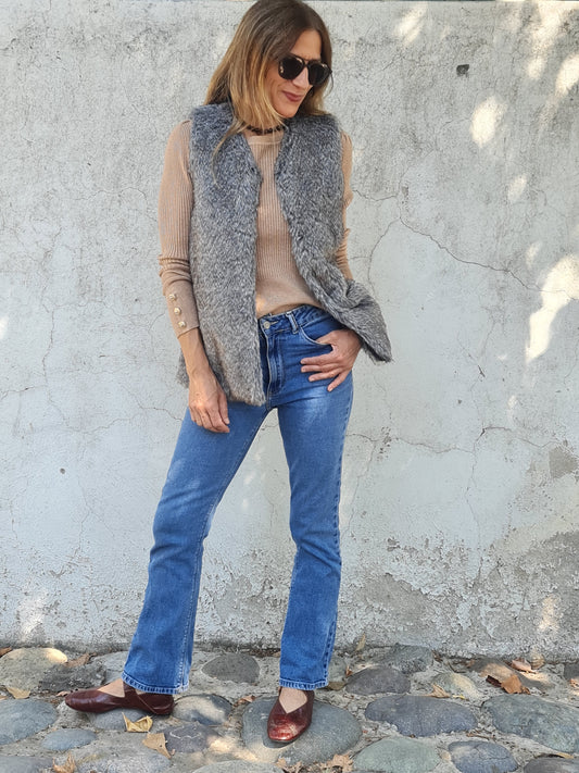 CHAQUETA PIEL GRIS -30% DCTO.