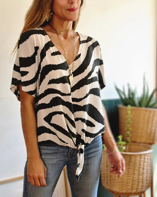 BLUSA CEBRA NUDO BEIGE SUAVE -15% DE DCTO.
