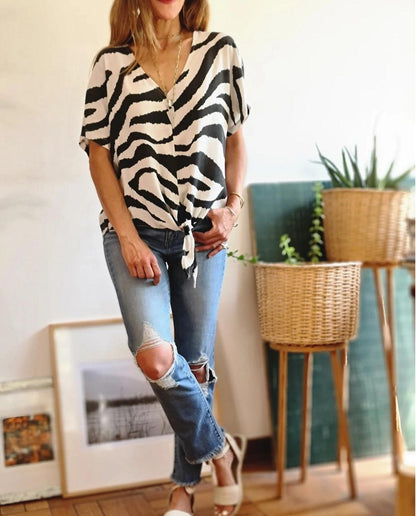 BLUSA CEBRA NUDO BEIGE SUAVE -20% DE DCTO. - Quemepongo