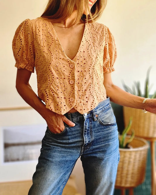 BLUSA TERE ROSADA DURAZNO -25% DE DCTO.