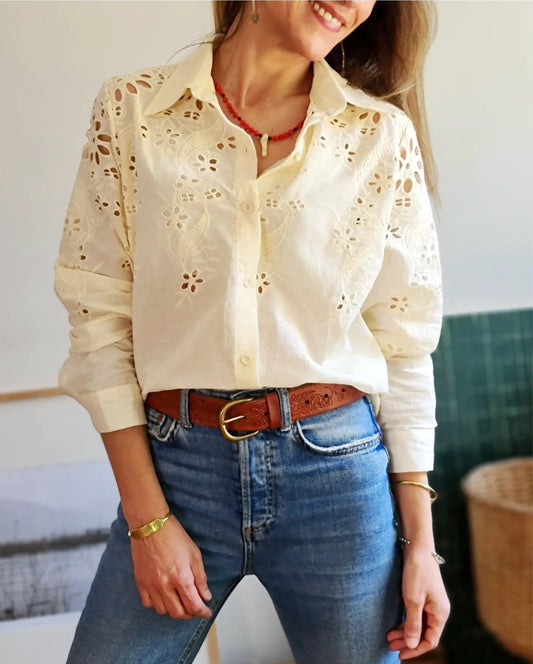 Blusa Broderie Barquillo Suave. - Quemepongotienda