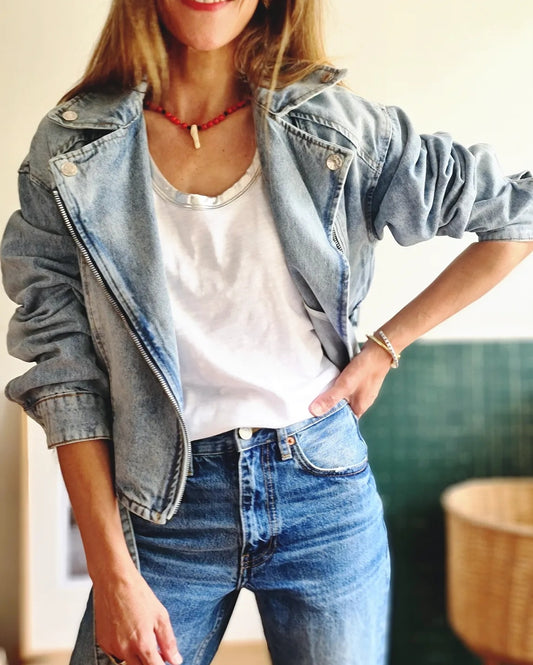 Chaqueta Jeans Biker. - Quemepongotienda