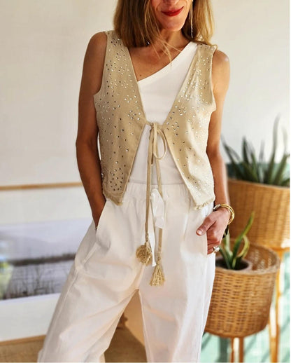 GILLET LINO BRILLO BEIGE -30% DE DCTO. - Quemepongo