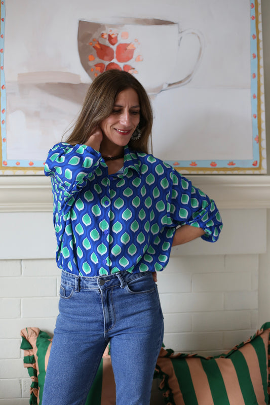 BLUSA PEPA AZUL/VERDE. - Quemepongo