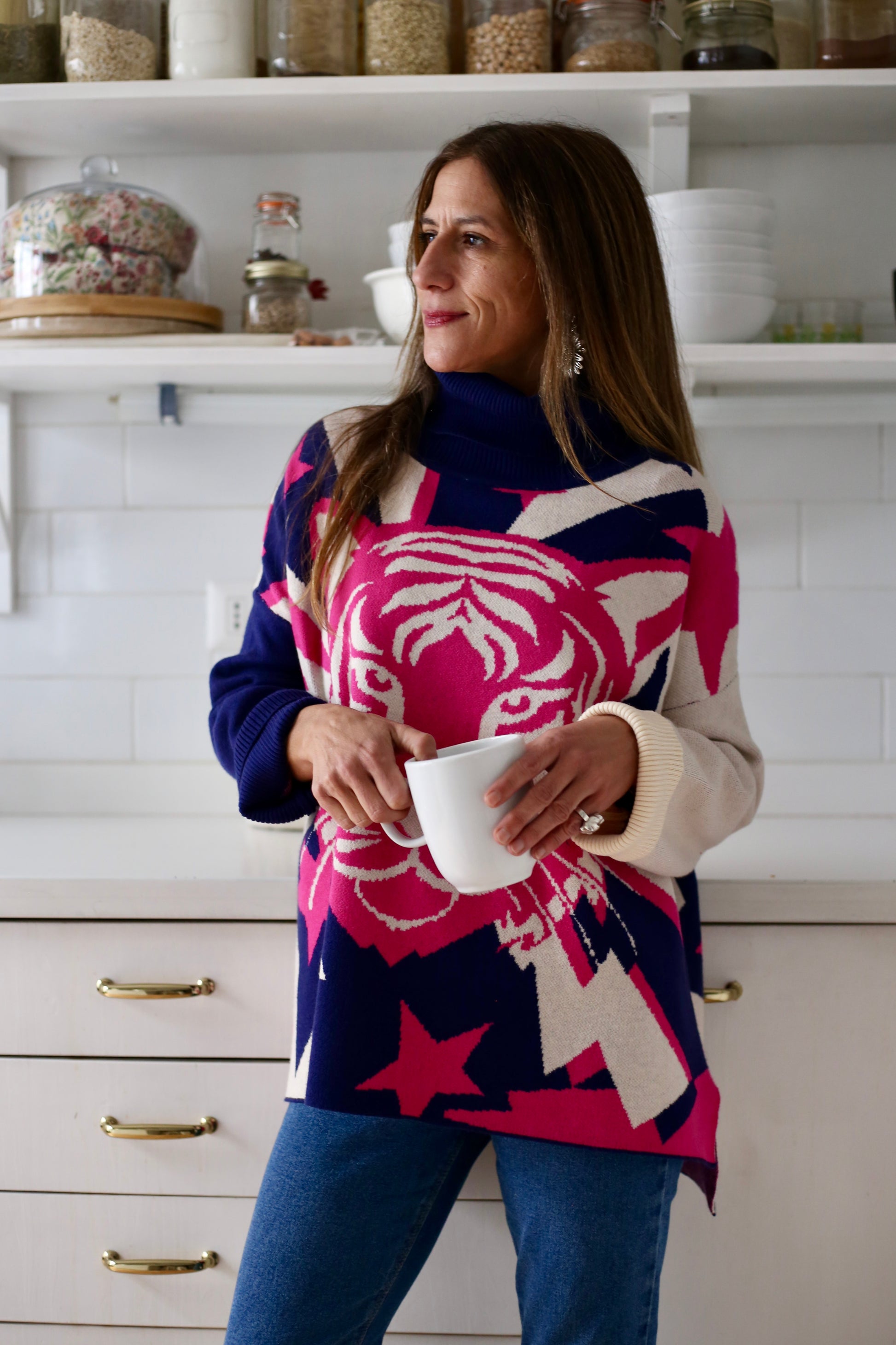 SWEATER TIGRE AZUL/FUCSIA. - Quemepongo
