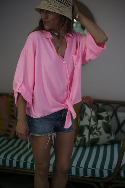 BLUSA FRANCESCA ROSADA FLUOR-15%DCTO.