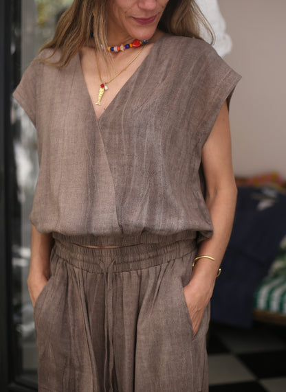 BLUSA ALMENDRA CAFÉ-15% DCTO.