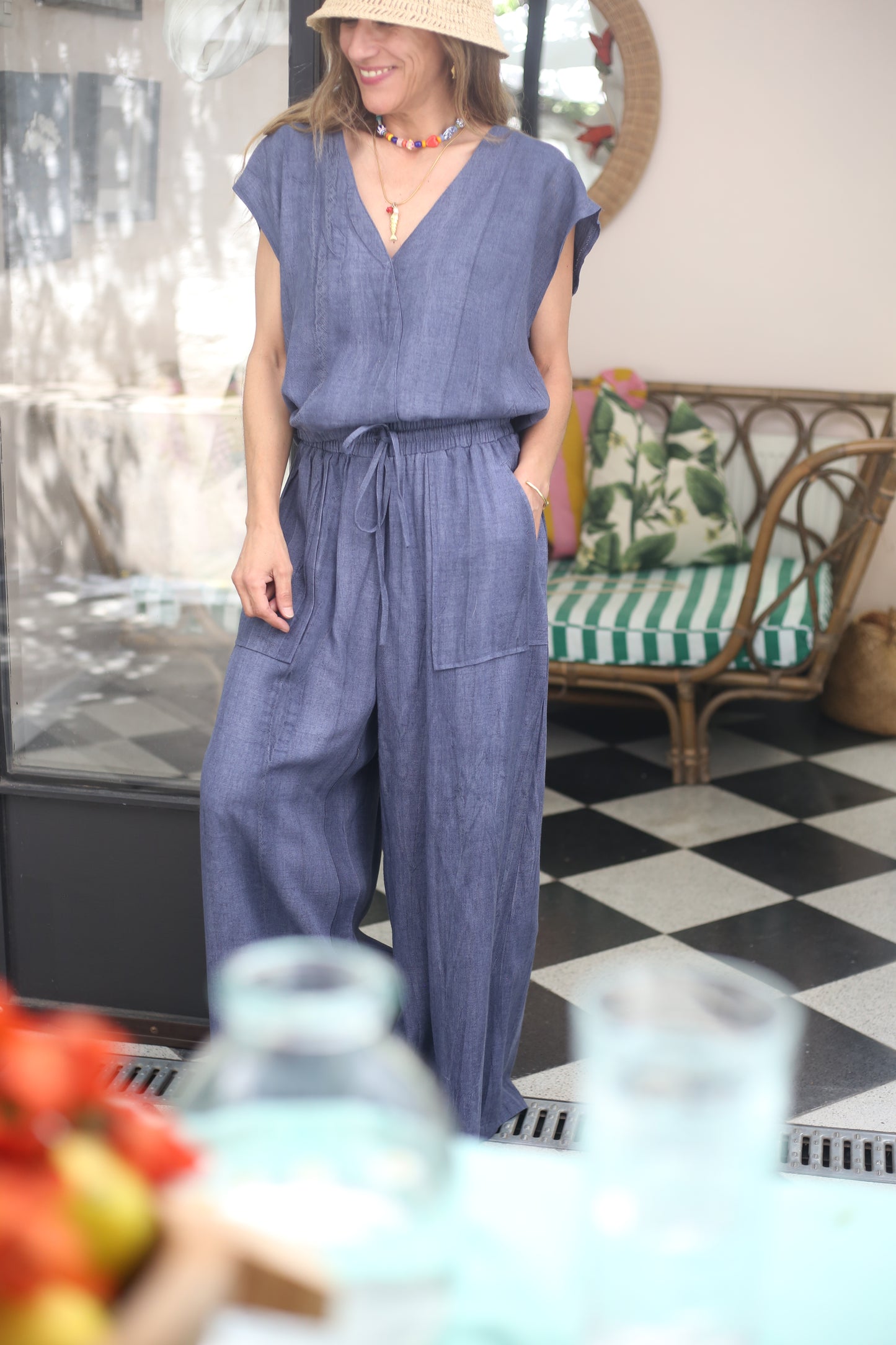 PANTALON ALMENDRA AZUL-20%DCTO.