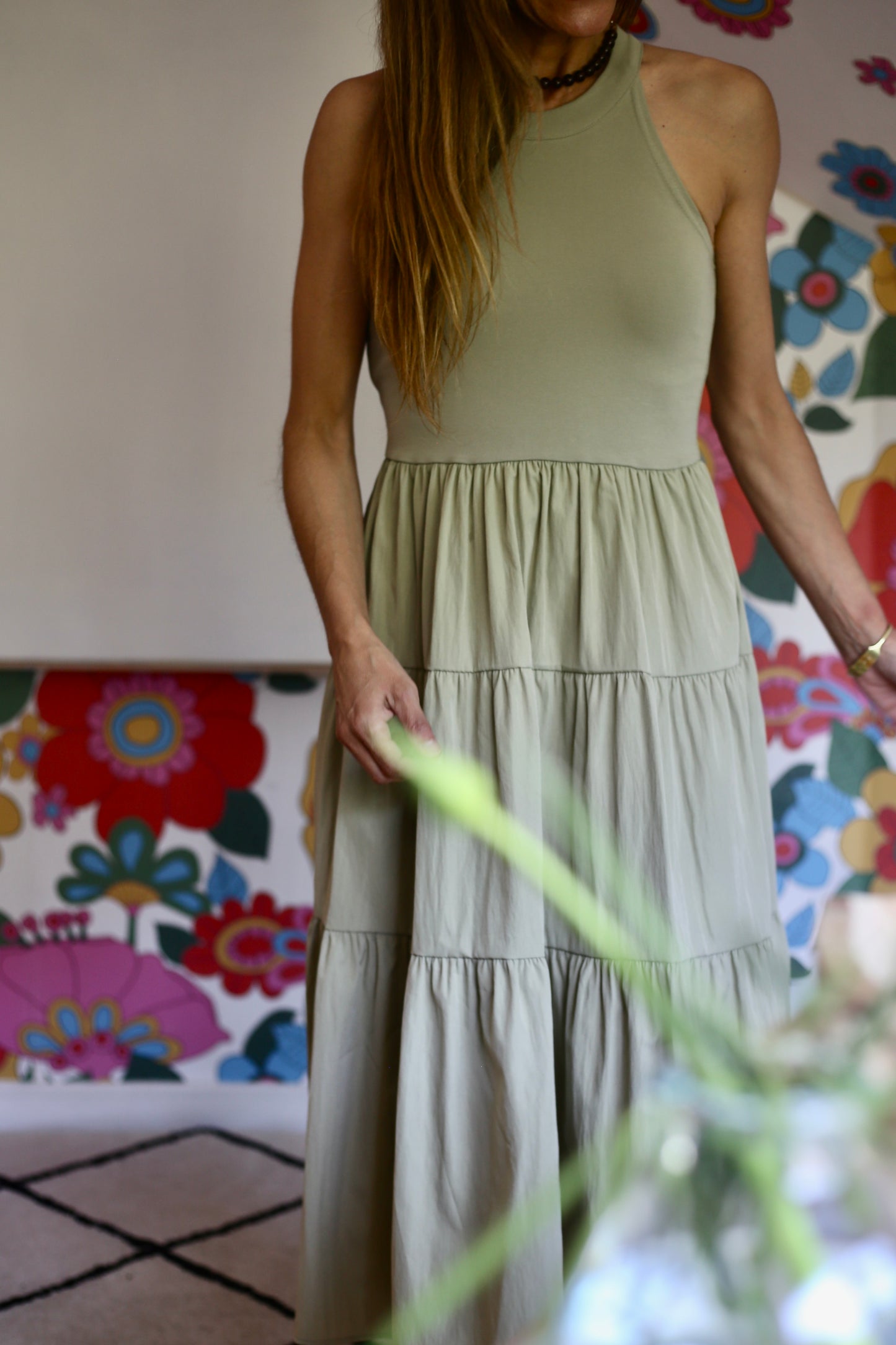 VESTIDO TAMARA VERDE SUAVE-15%DCTO.