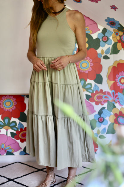 VESTIDO TAMARA VERDE SUAVE-15%DCTO.