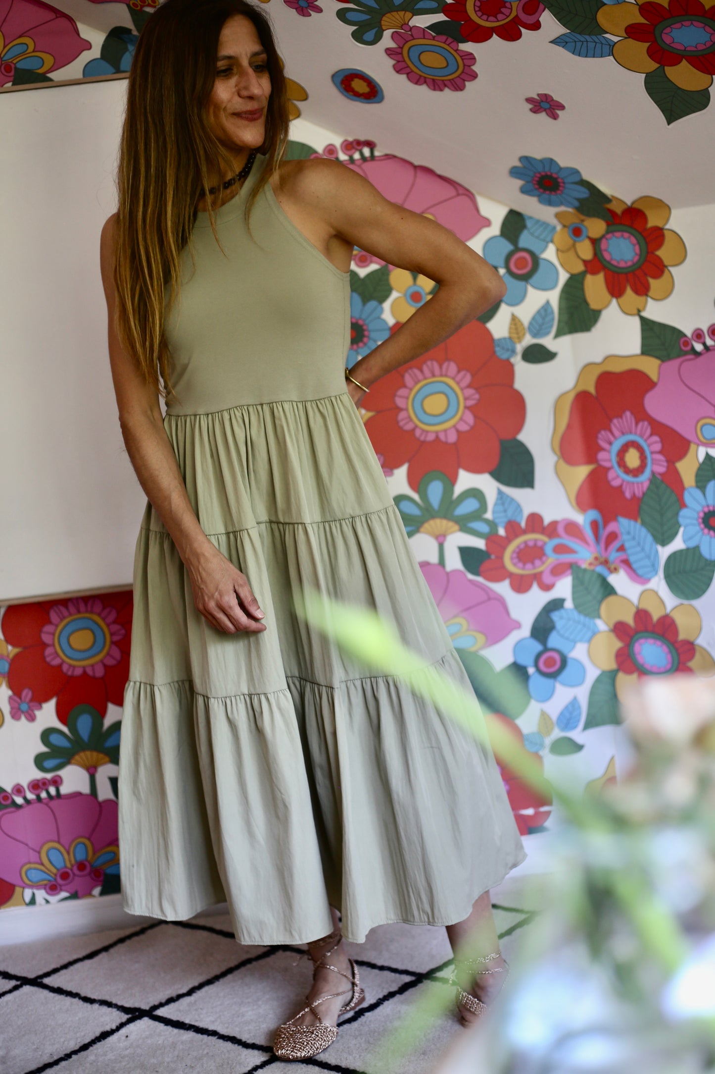 VESTIDO TAMARA VERDE SUAVE-15%DCTO.