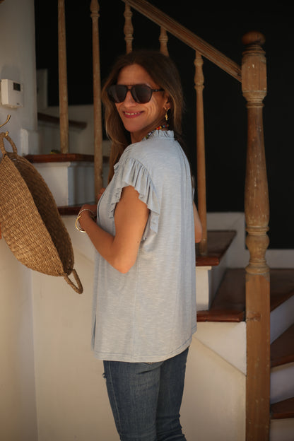 POLERA AMPARO CELESTE.