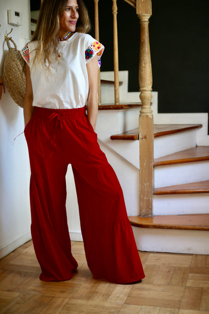 PANTALON AMPARO ROJO ITALIANO -15% DCTO.