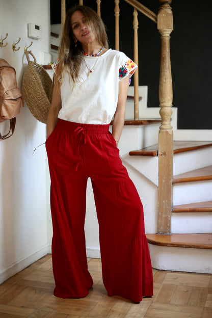 PANTALON AMPARO ROJO ITALIANO -15% DCTO.