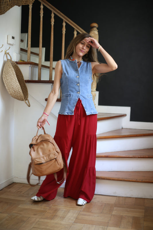 PANTALON AMPARO ROJO ITALIANO -15% DCTO.