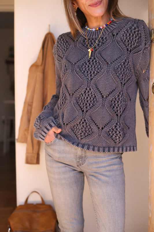 SWEATER CONSTANZA AZUL DESGASTADO -15% Dcto..