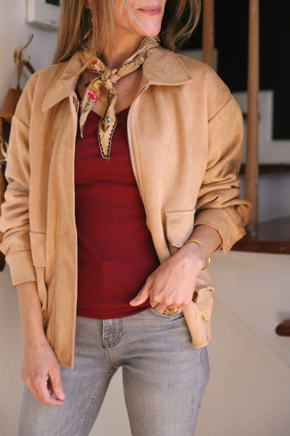 CHAQUETA GAMUZA CAMEL SUAVE -20% DDCTO.