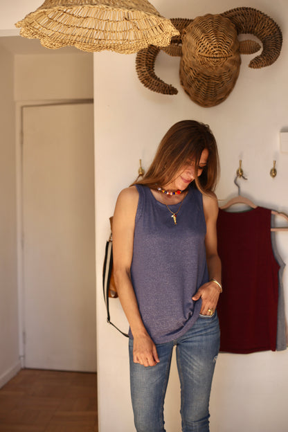 POLERA SARA BRILLOS AZUL