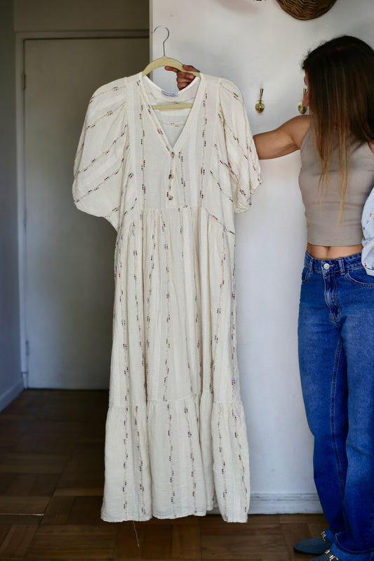 VESTIDO FELICIA 100% LINO CREMA