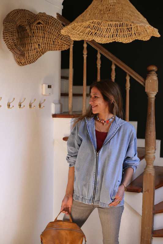 Chaqueta Bomber Jeans Celeste