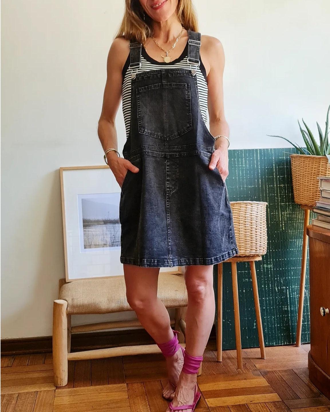 JARDINERA JEANS GRIS -15% DE DCTO. - Quemepongo