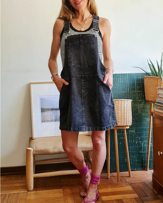 JARDINERA JEANS GRIS -15% DE DCTO. - Quemepongo