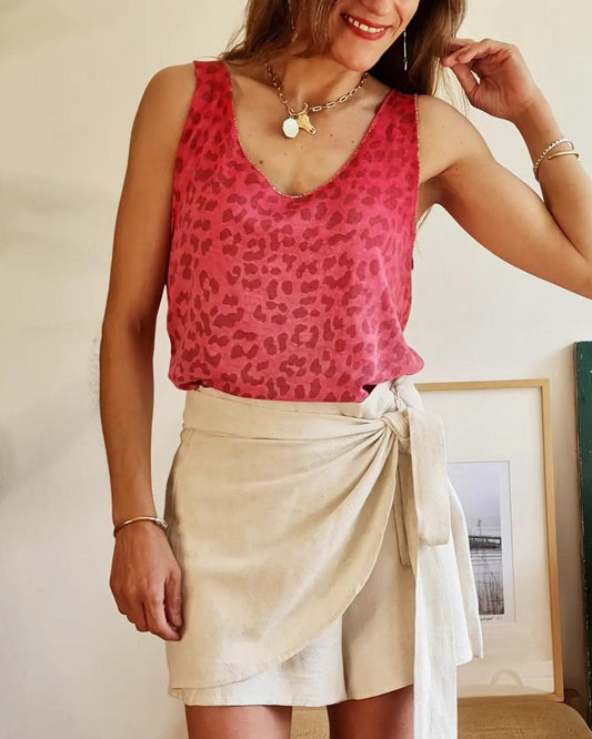 MINI/SHORT CRUZADA LINO CRUDO -30% DE DCTO. - Quemepongo