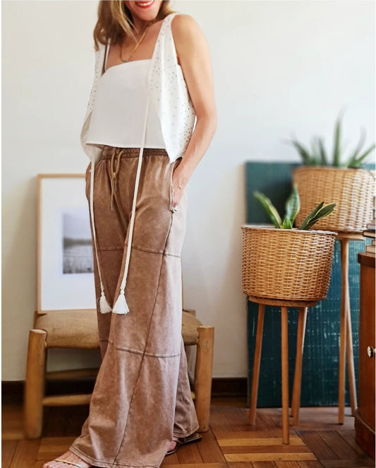 PANTALON ALGODON BEIGE DESGASTADO -10% DE DCTO.