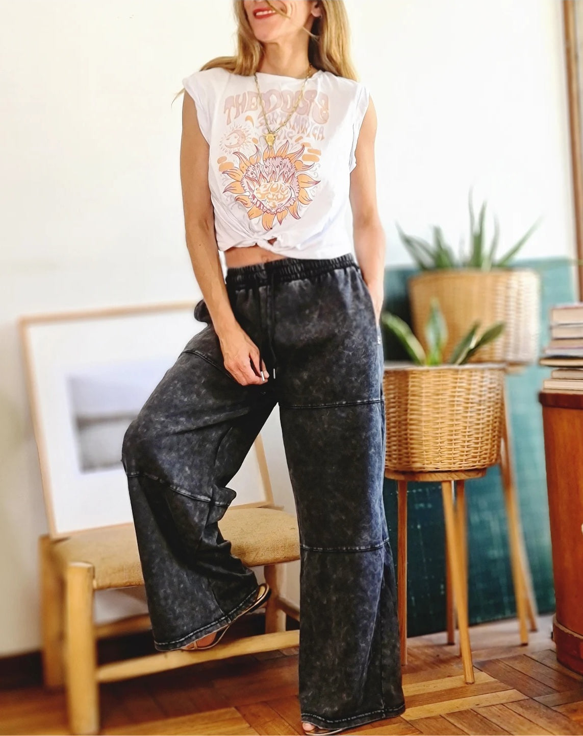 PANTALON ALGODON GRIS DESGASTADO -10% DE DCTO.